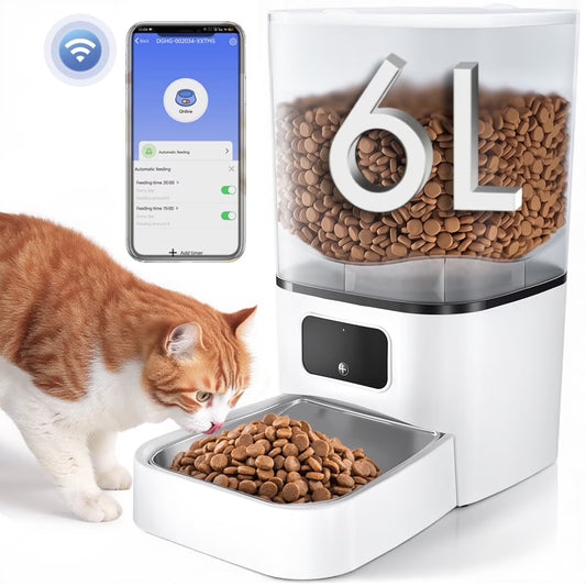 Smart Automatic Pet Feeder 6L · WiFi App Control for Cats & Dogs